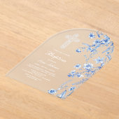 French Blue Wildflowers Arch Baptism アクリル招待状 (レイダウン)