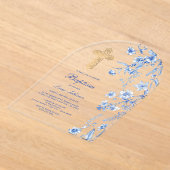 French Blue Wildflowers Arch Baptism アクリル招待状 (レイダウン)