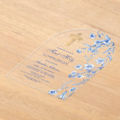 French Blue Wildflowers Arch First Communion アクリル招待状 (レイダウン)