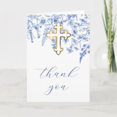 French Blue Wildflowers Religious Thank You カード (正面)