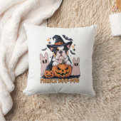 French Boo Dog Cute Frenchie Halloween Ghost Dog T クッション (ブランケット)
