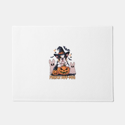 French Boo Dog Cute Frenchie Halloween Ghost Dog T ドアマット (正面)