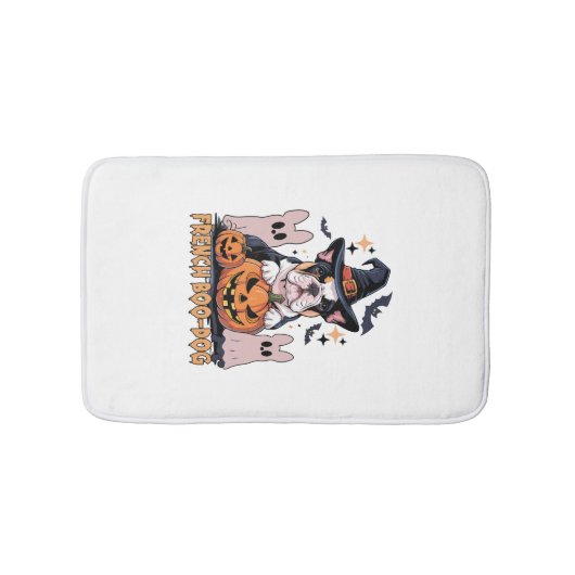 French Boo Dog Cute Frenchie Halloween Ghost Dog T バスマット (正面)