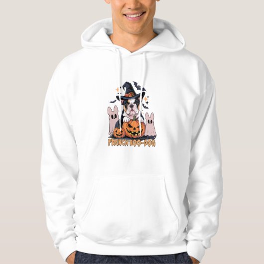 French Boo Dog Cute Frenchie Halloween Ghost Dog T パーカ (正面)