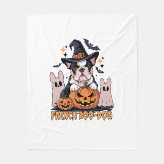 French Boo Dog Cute Frenchie Halloween Ghost Dog T フリースブランケット