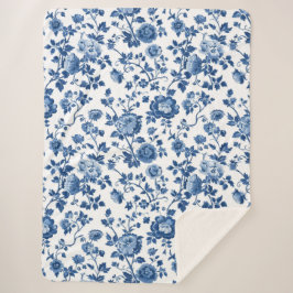 French Botanical Floral Print シェルパブランケット