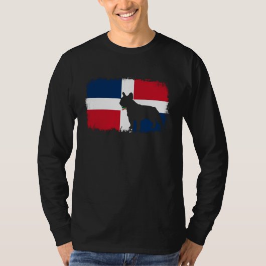 French bull dog Dominican Republic flag frenchies  Tシャツ (正面)