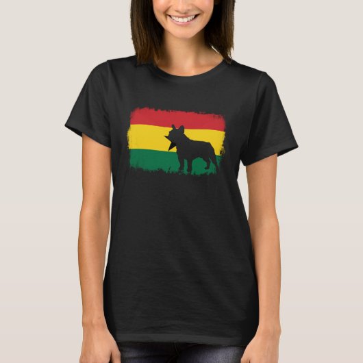 French bull dog Ghana Ghanaian flag frenchies bull Tシャツ (正面)