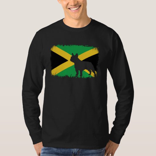 French bull dog Jamaica Jamaican flag frenchies bu Tシャツ (正面)