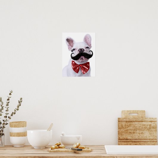 French Bull Dog Puppy With Mustache ポスター (キッチン)