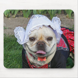 French Bull Dog with Lace Hat マウスパッド