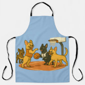 French Bull Dogs playing basketball. エプロン (正面)
