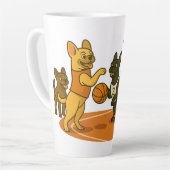 French Bull Dogs playing basketball. カフェラテマグ (左アングル)