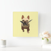 French Bulldog スクエア壁時計 (ホーム)
