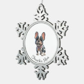 French Bulldog スノーフレークピューターオーナメント (右)