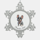 French Bulldog スノーフレークピューターオーナメント (正面)