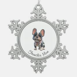 French Bulldog スノーフレークピューターオーナメント