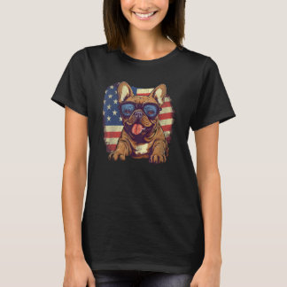 French Bulldog American Flag Patriotic 4th of July Tシャツ