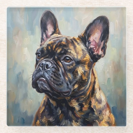 French Bulldog Art Coasters ガラスコースター (正面)