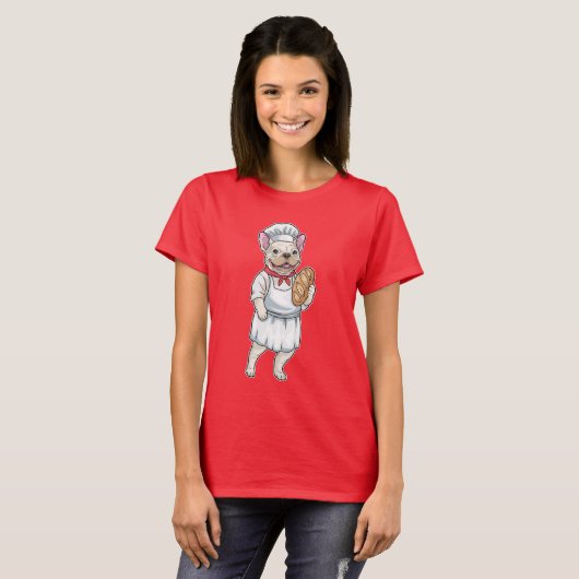 French Bulldog Baker Bread Tシャツ (正面フル)