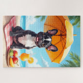 French Bulldog Beach Relax Scene ジグソーパズル (横)