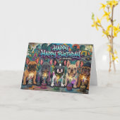 French Bulldog Birthday Graffiti spray paint cans  カード (黄色い花)