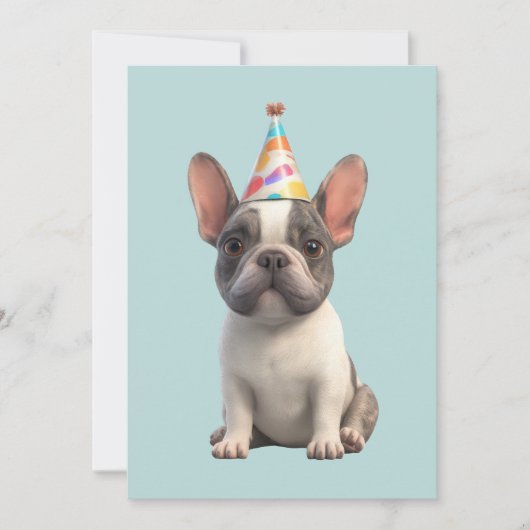 French Bulldog Birthday Party 招待状 (正面)