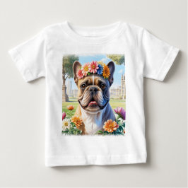 French Bulldog Blumenkranz Muttertag ベビーTシャツ