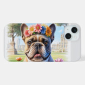 French Bulldog Blumenkranz Muttertag iPhoneケース (裏面横)