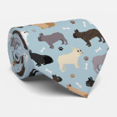 French Bulldog Bones and Paws Blue ネクタイ (ロール)