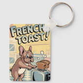 French Bulldog Breakfast Cartoon Art キーホルダー (裏面)