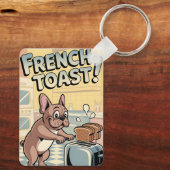 French Bulldog Breakfast Cartoon Art キーホルダー (裏面)
