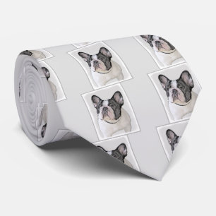 French Bulldog (Brindle Pied) Painting - Dog Art ネクタイ