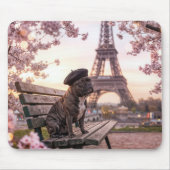 French Bulldog By the Eiffel Tower マウスパッド (正面)