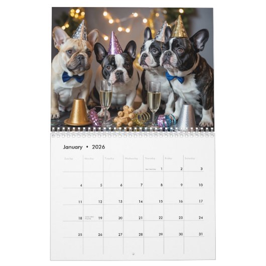 French Bulldog Calendar カレンダー (1月 2026)