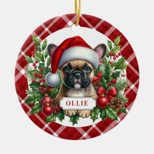 French Bulldog Ceramic Circle Ornament セラミックオーナメント (正面)