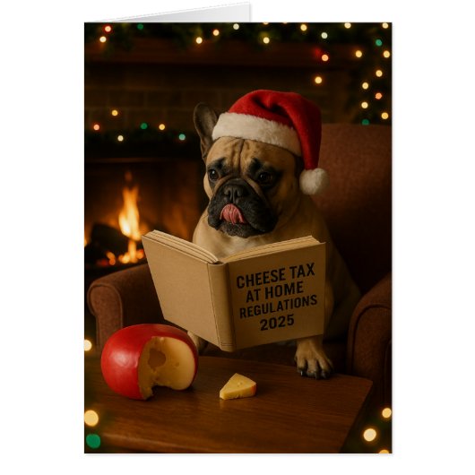 French Bulldog 'Cheese Tax' Christmas card (正面)