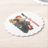 French Bulldog Christmas Animals Cute Dogs Paper C ペーパーコースター (アングル)