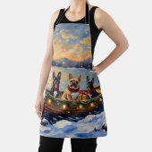 French Bulldog Christmas Boat Holiday エプロン (インサイチュ)