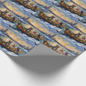 French Bulldog Christmas Boat Holiday ラッピングペーパー (角)