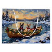 French Bulldog Christmas Boat Holiday ラージペーパーバッグ (裏面)