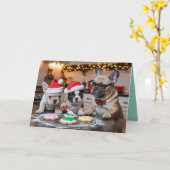 French Bulldog Christmas Cookie Card カード (黄色い花)