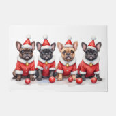French Bulldog Christmas Dress Santa Hat ドアマット (正面)