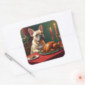 French Bulldog Christmas Eve Feast Painting スクエアシール (封筒)