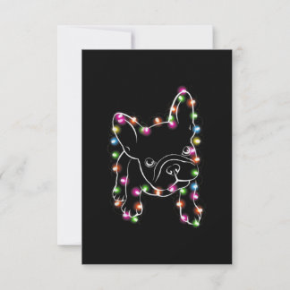 French Bulldog Christmas Light サンキューカード