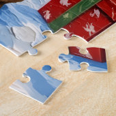 French Bulldog Christmas Lighthouse Holiday ジグソーパズル (側面)