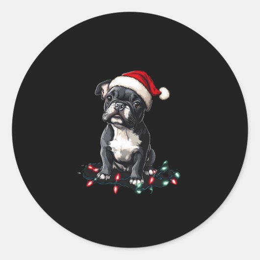 French Bulldog Christmas Lights Xmas Dogs Gifts Me ラウンドシール (正面)