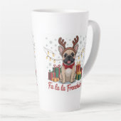 French Bulldog Christmas Mug – Fa La La Frenchie カフェラテマグ (右アングル)