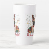 French Bulldog Christmas Mug – Fa La La Frenchie カフェラテマグ (正面)