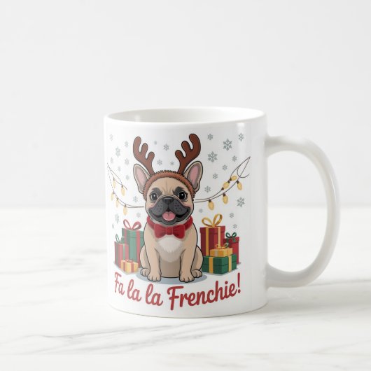 French Bulldog Christmas Mug – Fa La La Frenchie  コーヒーマグカップ (右)